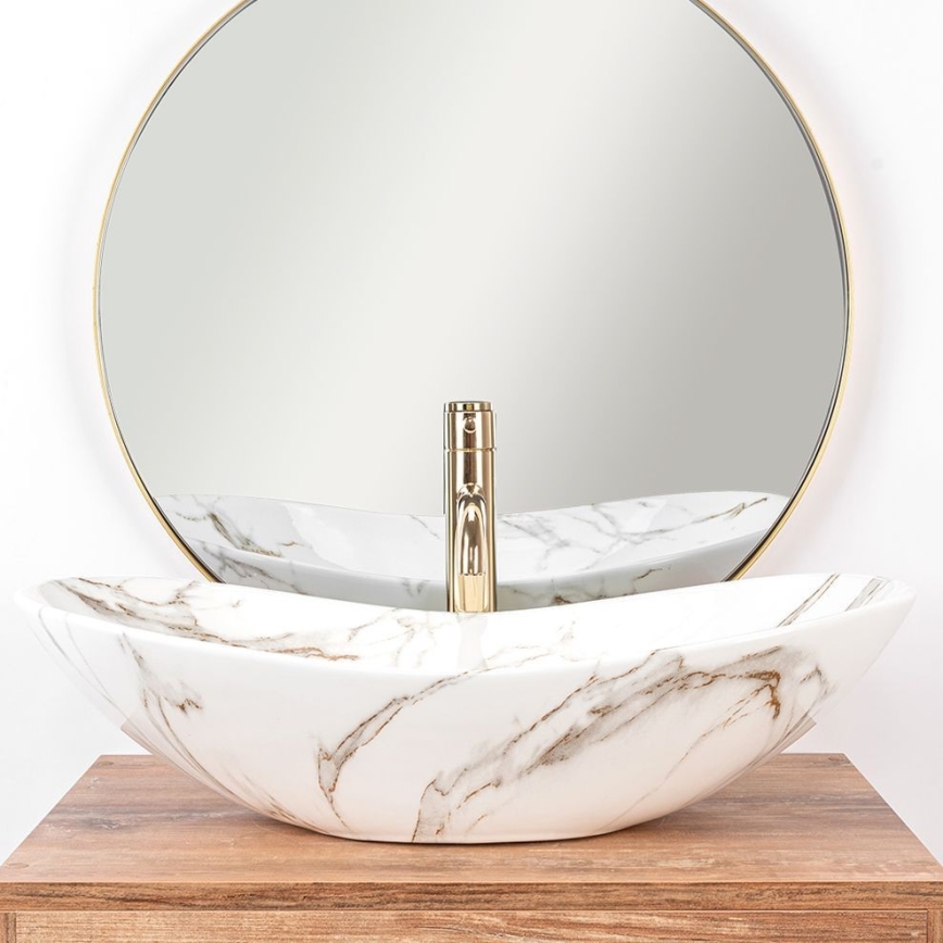 REA-U8597 - Tvättställ för bänkskiva ROYAL 36x62 cm, keramik/marmordekor