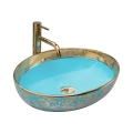 REA-U8709 - Tvättställ för bänkskiva MARGOT 40x52 cm keramik/blå/guld