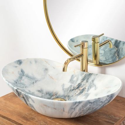 REA-U8742 - Tvättställ för bänkskiva ROYAL 36x60,5 cm keramik/vit/stenimitation