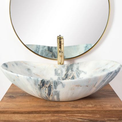 REA-U8742 - Tvättställ för bänkskiva ROYAL 36x60,5 cm keramik/vit/stenimitation
