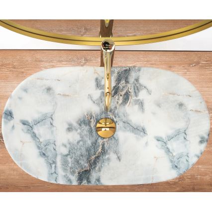 REA-U8742 - Tvättställ för bänkskiva ROYAL 36x60,5 cm keramik/vit/stenimitation