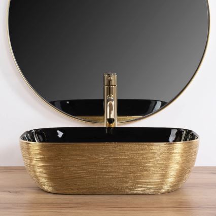 REA-U8780 - Tvättställ för bänkskiva BELINDA 33x46,5 cm keramik/svart/guld