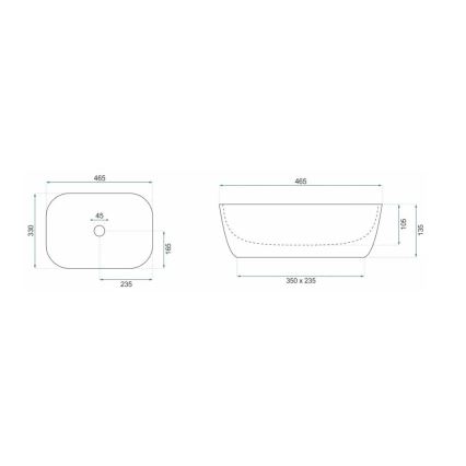 REA-U8780 - Tvättställ för bänkskiva BELINDA 33x46,5 cm keramik/svart/guld