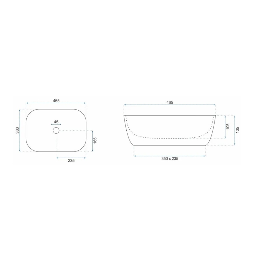 REA-U8780 - Tvättställ för bänkskiva BELINDA 33x46,5 cm keramik/svart/guld