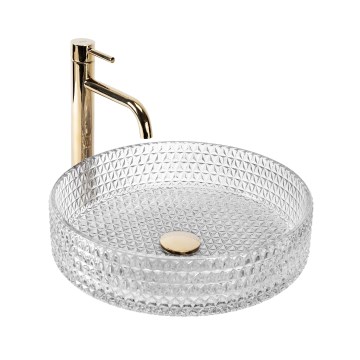 REA-U8881 - Tvättställ för bänkskiva CRISTAL Ø 39 cm glas/klart