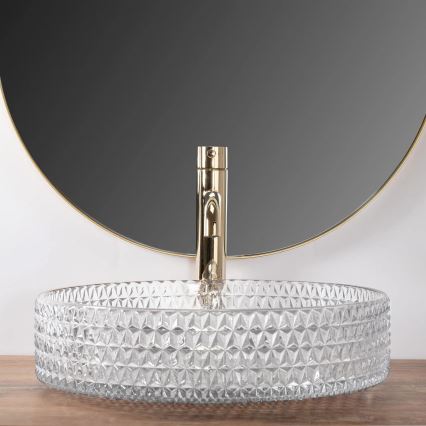 REA-U8881 - Tvättställ för bänkskiva CRISTAL Ø 39 cm glas/klart