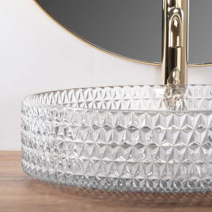 REA-U8881 - Tvättställ för bänkskiva CRISTAL Ø 39 cm glas/klart