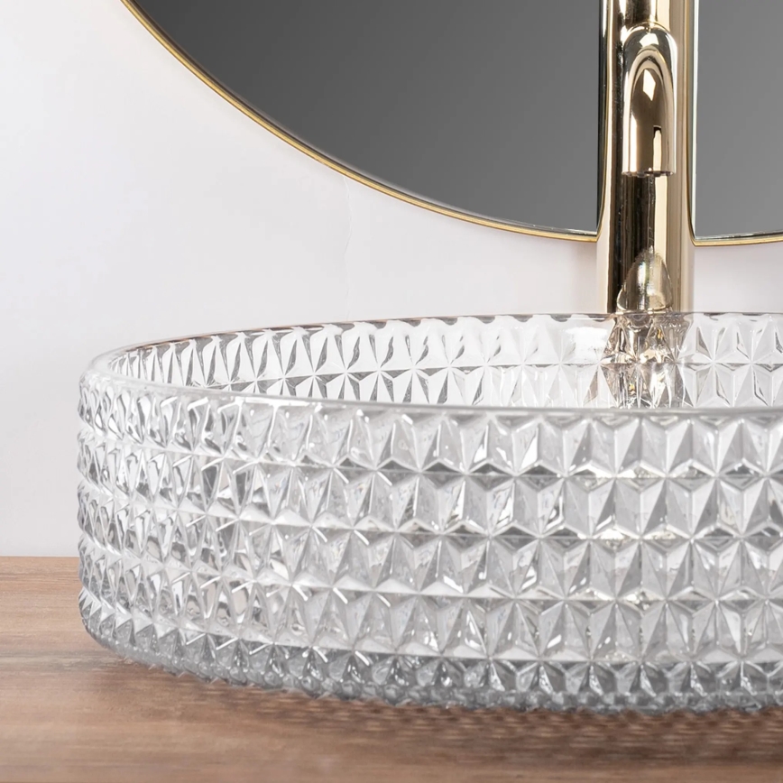 REA-U8881 - Tvättställ för bänkskiva CRISTAL Ø 39 cm glas/klart