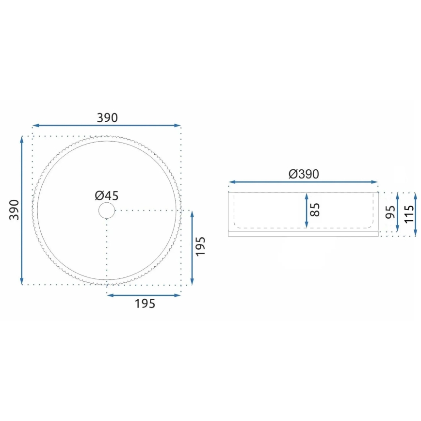 REA-U8881 - Tvättställ för bänkskiva CRISTAL Ø 39 cm glas/klart