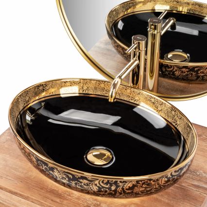 REA-U8978 - Tvättställ för bänkskiva MARGOT 40x52 cm keramik/svart/guld
