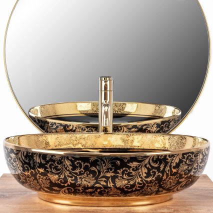 REA-U8978 - Tvättställ för bänkskiva MARGOT 40x52 cm keramik/svart/guld