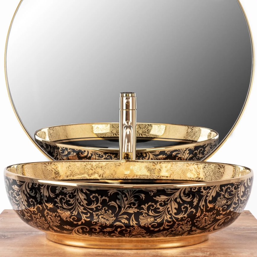 REA-U8978 - Tvättställ för bänkskiva MARGOT 40x52 cm keramik/svart/guld