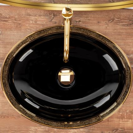 REA-U8978 - Tvättställ för bänkskiva MARGOT 40x52 cm keramik/svart/guld
