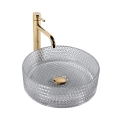 REA-U9615 - Handfat för bänkskiva CRISTAL Ø 35,5 cm glas/grå