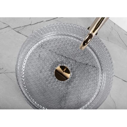 REA-U9615 - Handfat för bänkskiva CRISTAL Ø 35,5 cm glas/grå