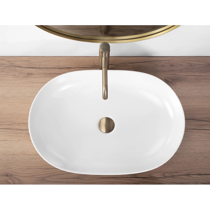 REA-U9653 - Tvättställ för bänkskiva CLEO 41 x 60,5 cm, keramik/matt vit