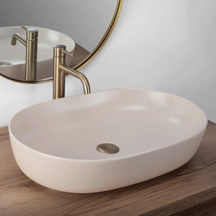 REA-U9655 - Tvättställ för bänkskiva CLEO 41x60,5 cm keramik/beige