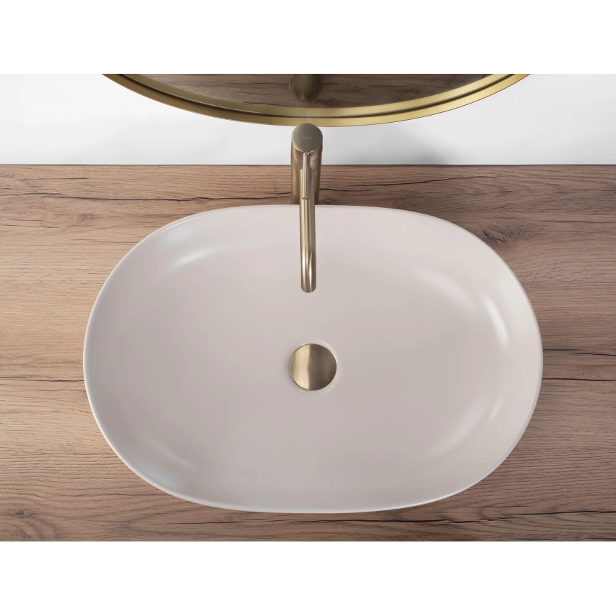REA-U9655 - Tvättställ för bänkskiva CLEO 41x60,5 cm keramik/beige