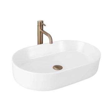 REA-U9657 - Handfat NADIA för bänkskiva 38,5x61 cm, keramik, matt vit