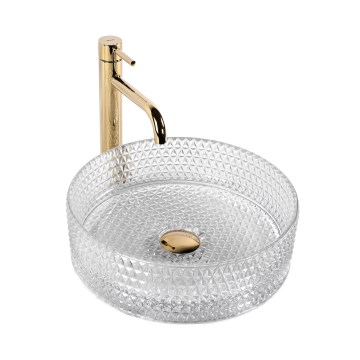 REA-U9670 - Tvättställ för bänkskiva CRISTAL Ø 35,5 cm, klarglas