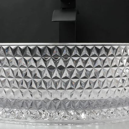 REA-U9670 - Tvättställ för bänkskiva CRISTAL Ø 35,5 cm, klarglas