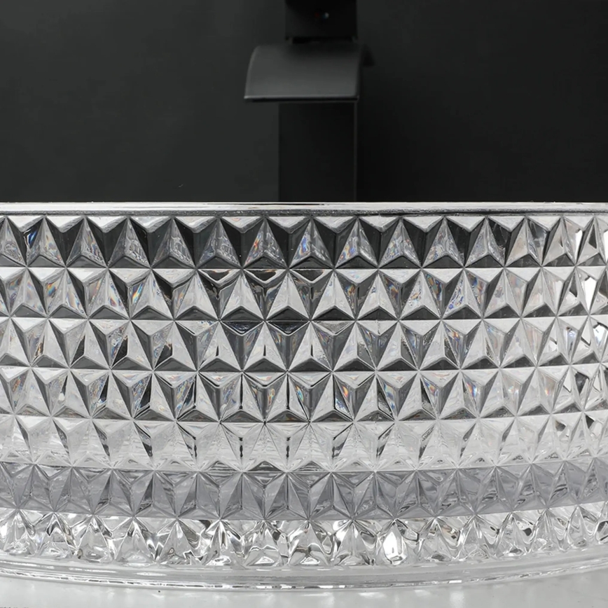 REA-U9670 - Tvättställ för bänkskiva CRISTAL Ø 35,5 cm, klarglas