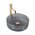 REA-U9671 - Handfat för bänkskiva CRISTAL Ø 35,5 cm, glas/rökgrå