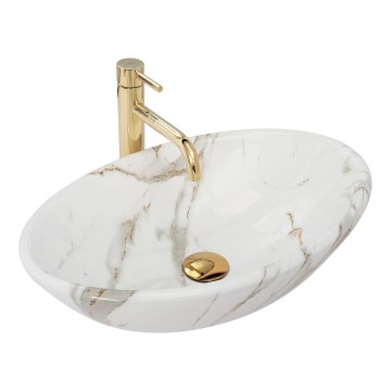 REA-U9685 - Tvättställ för bänkskiva PAMELA 33x53 cm keramik/marmordekor