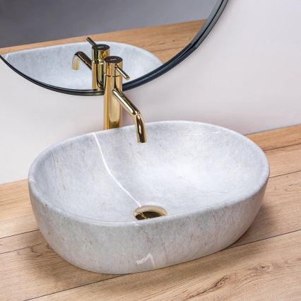 REA-U9889 - Tvättställ för bänkskiva LARA 35x48,5 cm keramik/grå/stensimitation