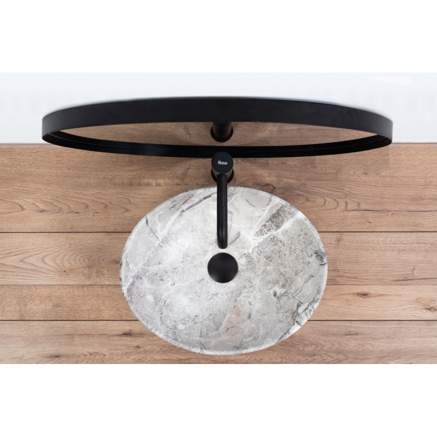 REA-U9908 - Tvättställ för bänkskiva SOFIA 34,5 x 41 cm i keramik med stenkänsla