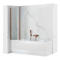 REA-W5696 - Vikbar badkarsvägg AGAT 140x80 cm borstad koppar/klart glas