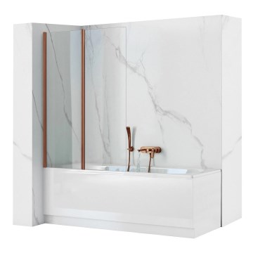 REA-W5696 - Vikbar badkarsvägg AGAT 140x80 cm borstad koppar/klart glas