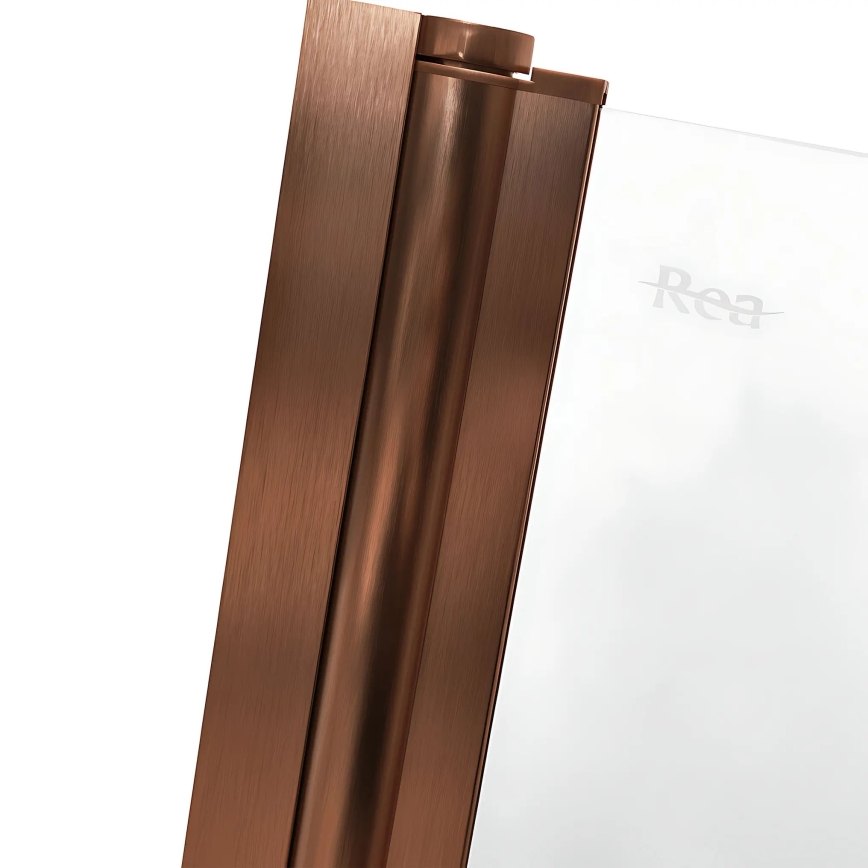 REA-W5696 - Vikbar badkarsvägg AGAT 140x80 cm borstad koppar/klart glas