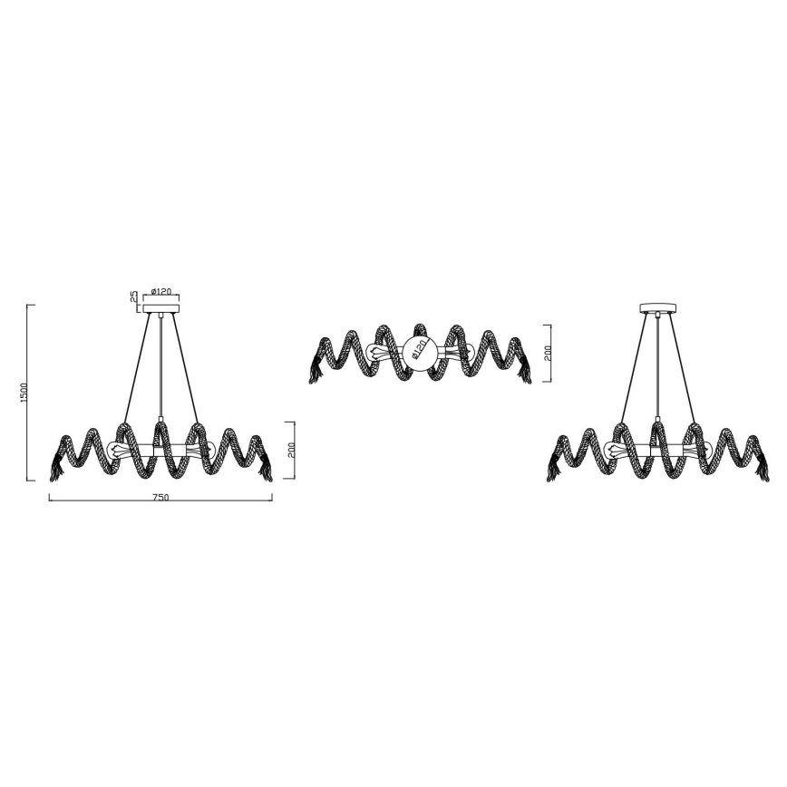 Reality - Ljuskrona med upphängningsrem ARI 2xE27/10W/230V