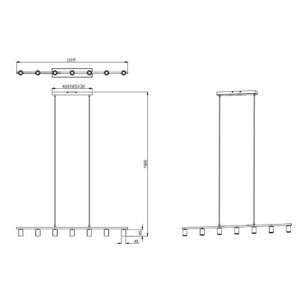 Reality - Ljuskrona med upphängningsrem VANNES 7xE27/40W/230V