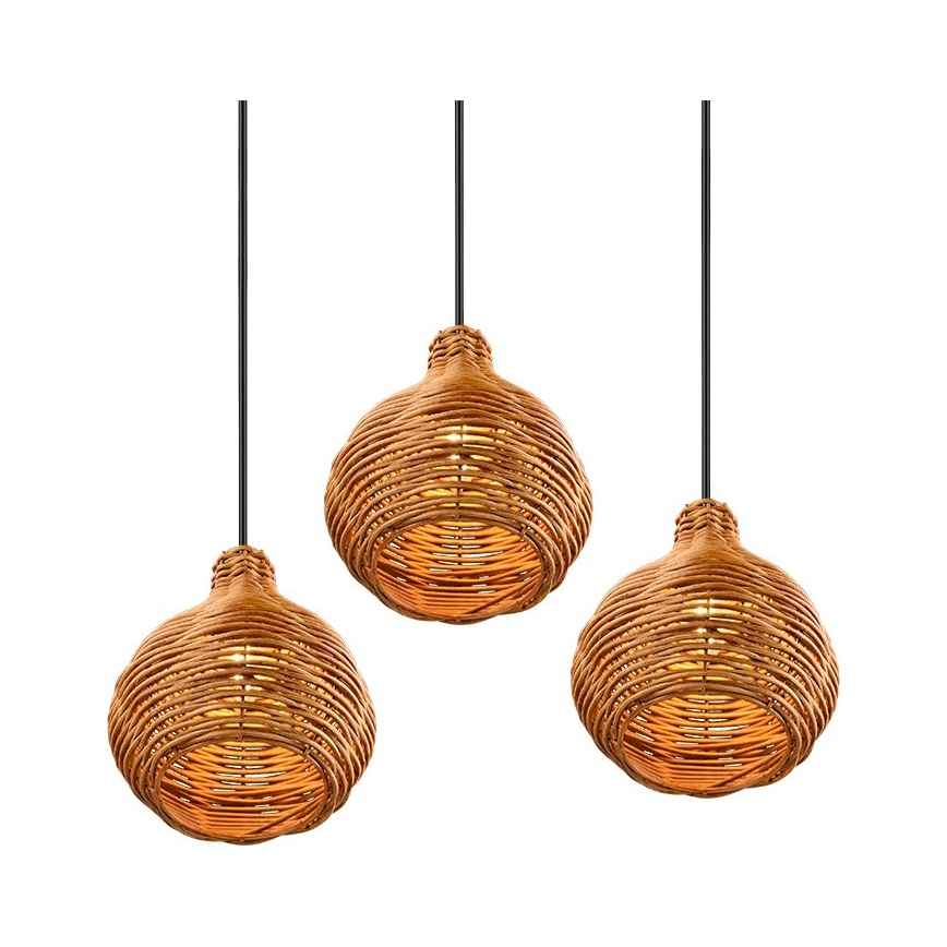 Reality - Pendel på vajer SPROUT 3xE14/40W/230V brun/rattan