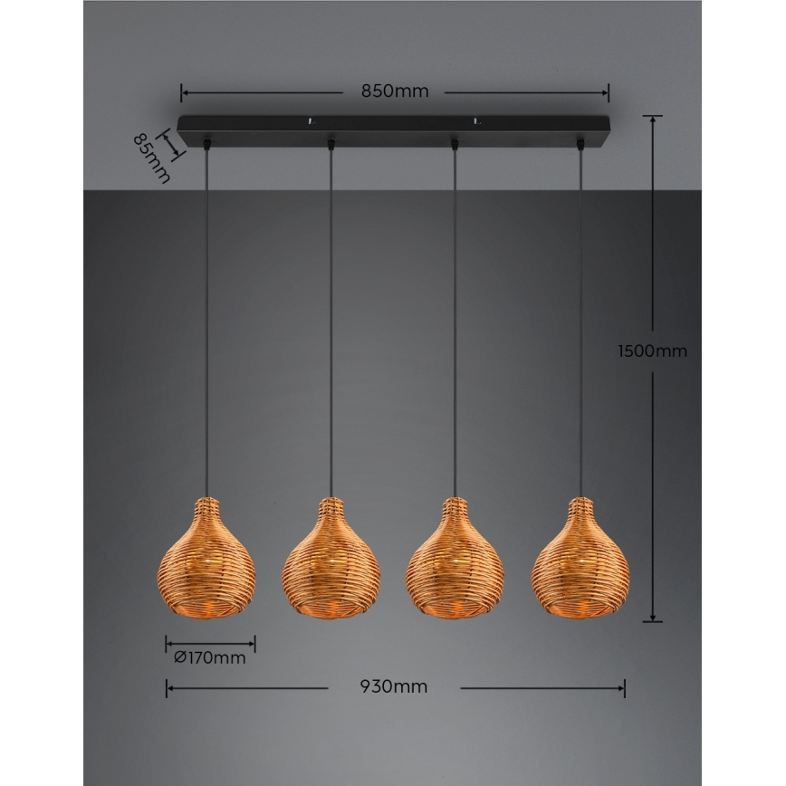 Reality - Pendellampa med kabel SPROUT 3xE14/40W/230V brun/rotting