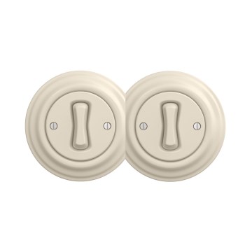 Reblig - Dubbla retro enpoliga strömbrytare med ram nr 1, beige