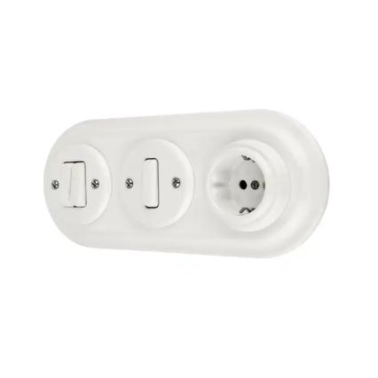 Reblig - Porslinsretro vägguttag för hemmet utan ram 250V/16A vit