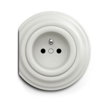 Reblig - Ramlöst retrouttag 230 V i keramik, vitt