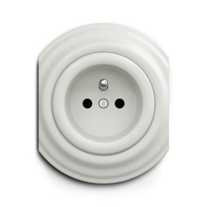 Reblig - Ramlöst retrouttag 230 V i keramik, vitt