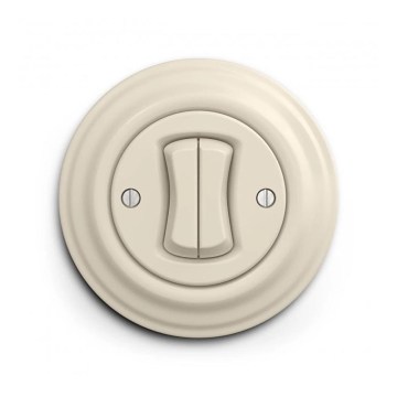 Reblig - Retro dubbelströmbrytare med ram, beige