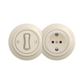Reblig - Retro enkelpolig strömbrytare nr. 1 och SCHUKO-uttag 230 V med beige ram