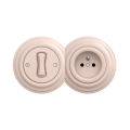 Reblig - Retro enpolig strömbrytare nr. 1 och 230 V-uttag med ram i gammalrosa