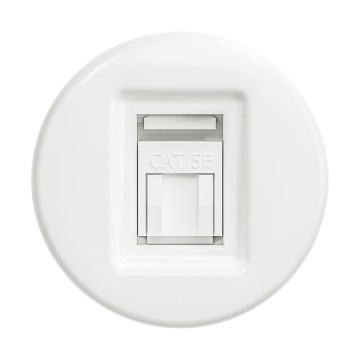 Reblig - Retro nätverksuttag utan ram, snövitt