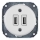 Reblig - Retro porslins-USB-strömuttag utan ram, 2x USB-A, vit
