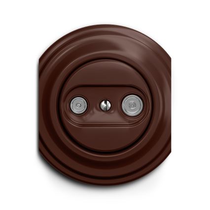 Reblig - Retro TV- och radiouttag (genomgående) utan ram, brun