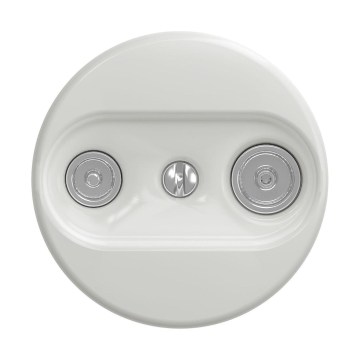 Reblig - Retro TV- och radiouttag (genomgående) utan ram, vit keramik