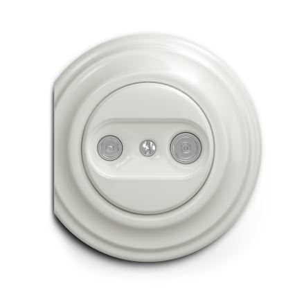 Reblig - Retro TV- och radiouttag (genomgående) utan ram, vit keramik