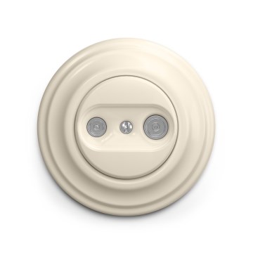 Reblig - Retro TV- och radiouttag (slututtag) med ram i beige
